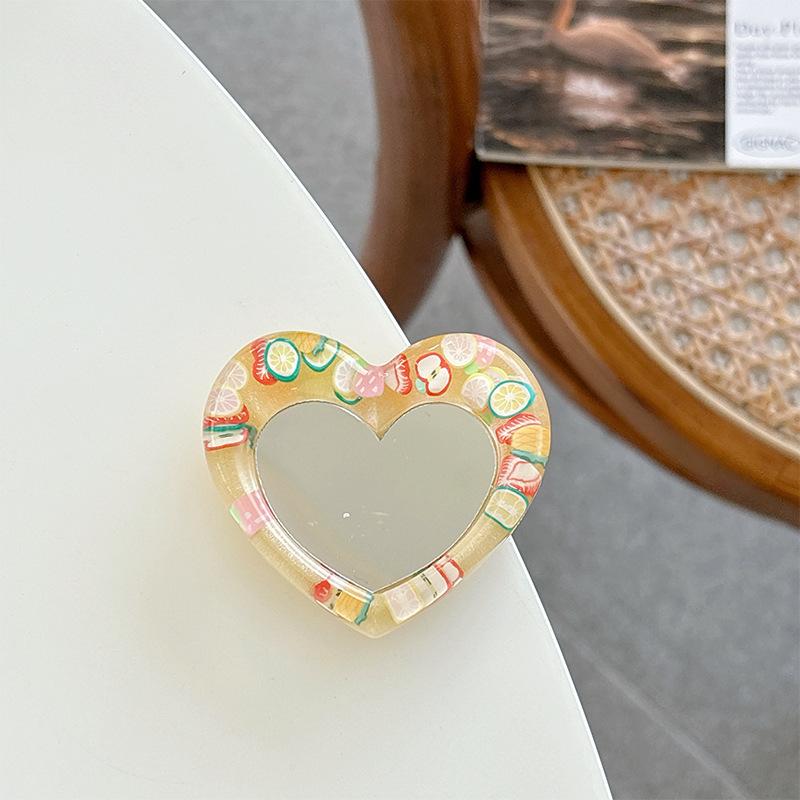 Heart Glitter Mirror Mobile Phone Airbag Bracket Wind Telescopic Paste Creative Ring Desktop Support Frame