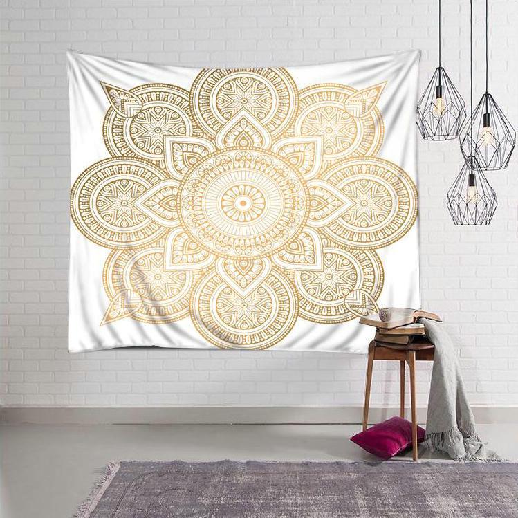 Large Golden Ombre Mandala Wall Tapestry Traditional Indian Hippie Room Decoration Oriental Artist Indian Bedroom Hanging