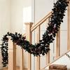 Artificial Black Rose Vine Lifelike Simulated Rattan Fake Leaves Gothic Halloween Garland Home Party Scene Halloween Decorations