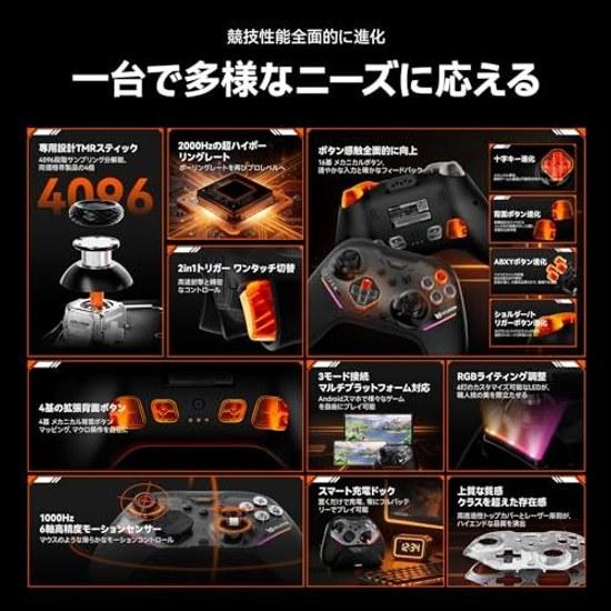 BIGBIG WON Storm (Gale 2) Controller 2000Hz High Polling Rate JS13 Pro+ TMR Joystick Equipped 4 Back Buttons (Micro Switch x2 + Mechanical x2)2-Stage