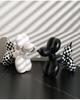 Plaid Balloon Dog Ornaments: Black & White Resin Decor for TV Cabinets & Living Rooms