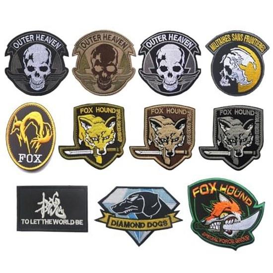 PHOENIX IKKI Metal Gear Solid FOX HOUND Foxhound Military Cosplay Airsoft Embroidery Patch Wappen Applique Velcro Compatible 11piece