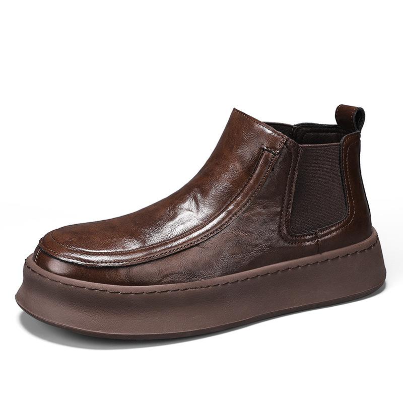 One-pedal boots men's shoes winter new leather surface casual breathable retro high-top thick-soled versatile men's boots