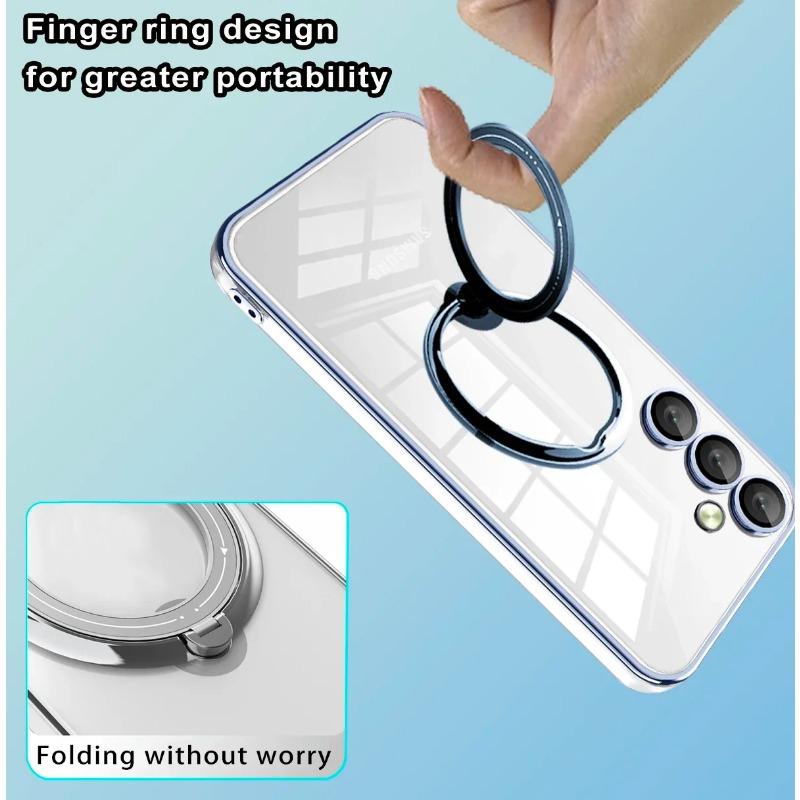 Průhledný kroužek MagSafe s magnetickým pouzdrem pro bezdrátové nabíjení pro Samsung Galaxy S24 S23 Ultra Plus FE A55 A35 A15 A54 A34 A14 5G