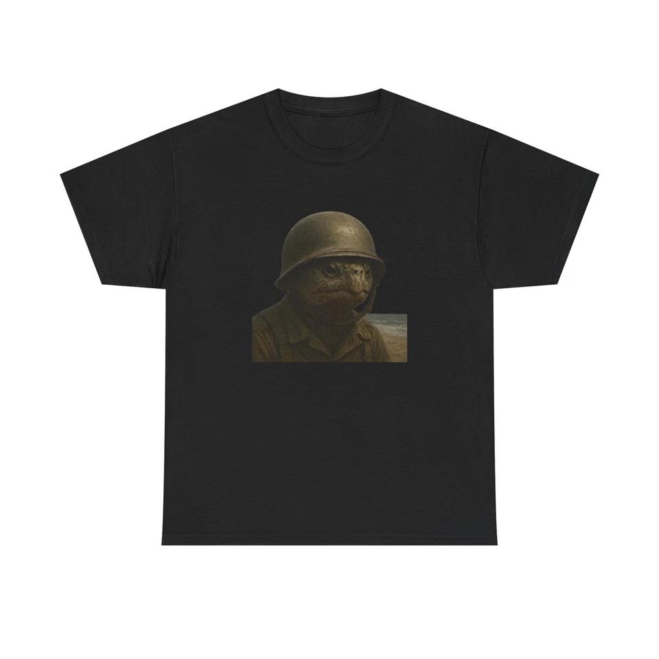 Unisex Adult T Shirt Hyperreal Turtle Normandy Soldier 3XL