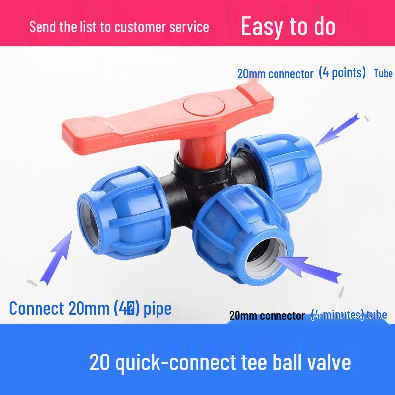 Robinet sferic cu conector rapid tip union pentru țeavă PE, Robinet T, Robinet cu fuziune fără căldură, Fitinguri cu conectare rapidă pentru reparații de urgență.