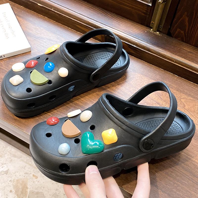 New fashionable and cute platform slippers women's summer couple non-slip beach outer hole shoes