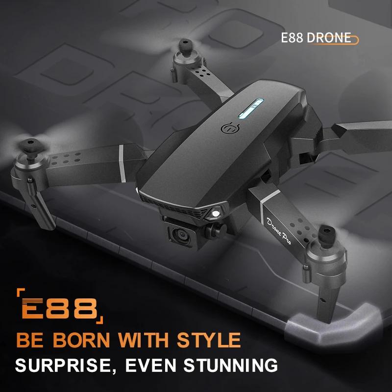 Professional Mini Remote Control Drone E88 4k HD Aerial Camera Wifi FPV Dronfolding Quadcopter RC Helicopter Children's Toy Gift