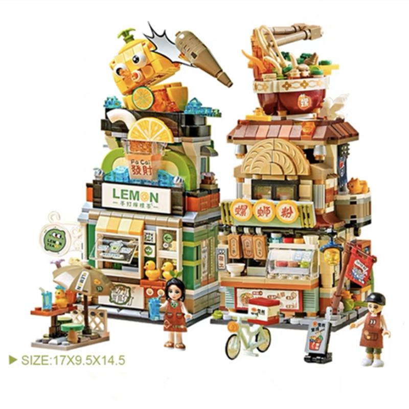Loz Building Blocks City View Scene Lemon Tea Shop Store Architectures Assembly Toy Christmas Gift For Children Adult