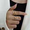 Marka French Double Hand Hug Open Ring - Titanium Steel Pinky/Index Finger Band A203
