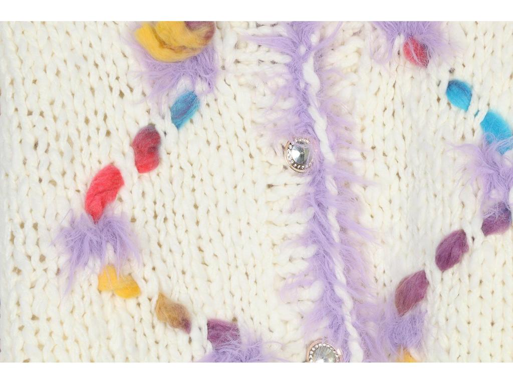 European & American Fashionable Hand-Crocheted Embroidered Round Neck Loose Fit Sweater Cardigan for Women - Autumn & Winter Collection