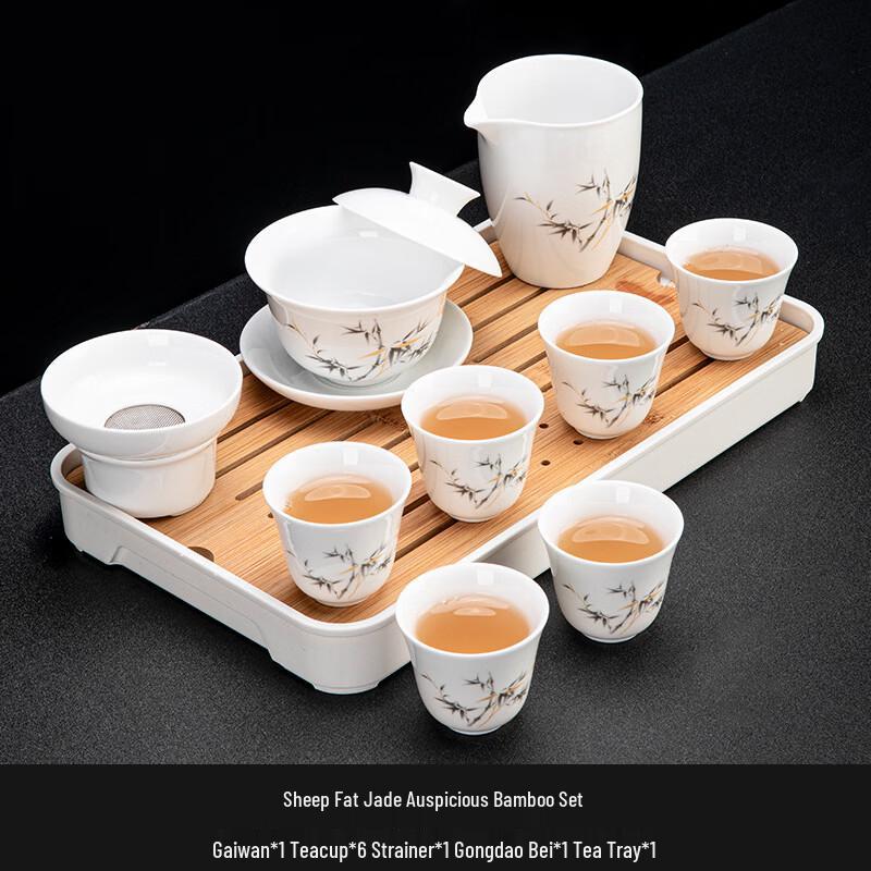 Mutton-Fat Jade White Porcelain Kung Fu Tea Set
