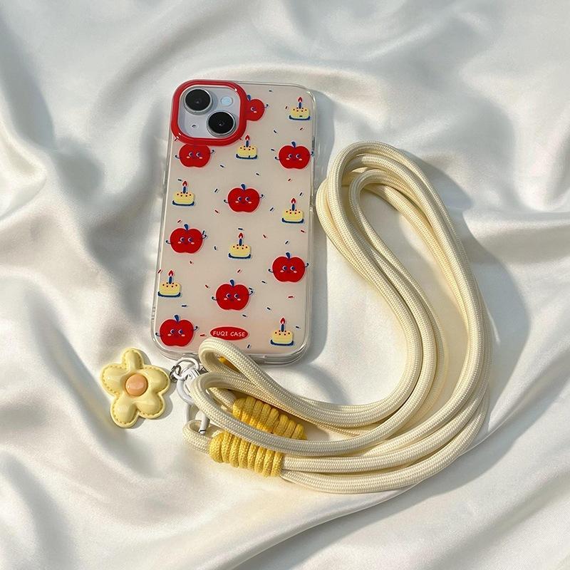Cute Flower Pendant Phone Lanyard Soft Durable Nylon Detachable Buckle For Commute School Use