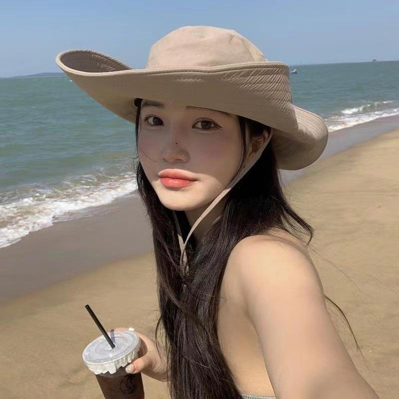2023 Retro Mountaineering Hat Women Spring Summer Outdoor Camping Drawstring Western Cowboy Hats Simple Sunshade Fisherman Cap