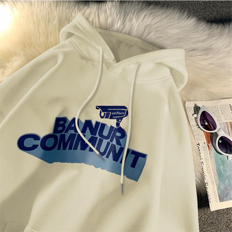 

Флисовая утолщенная толстовка с капюшоном Internet Celebrity Женская осенне-зимняя свободная рубашка больших размеров для пар, женская модная тенденция XXL бежевый