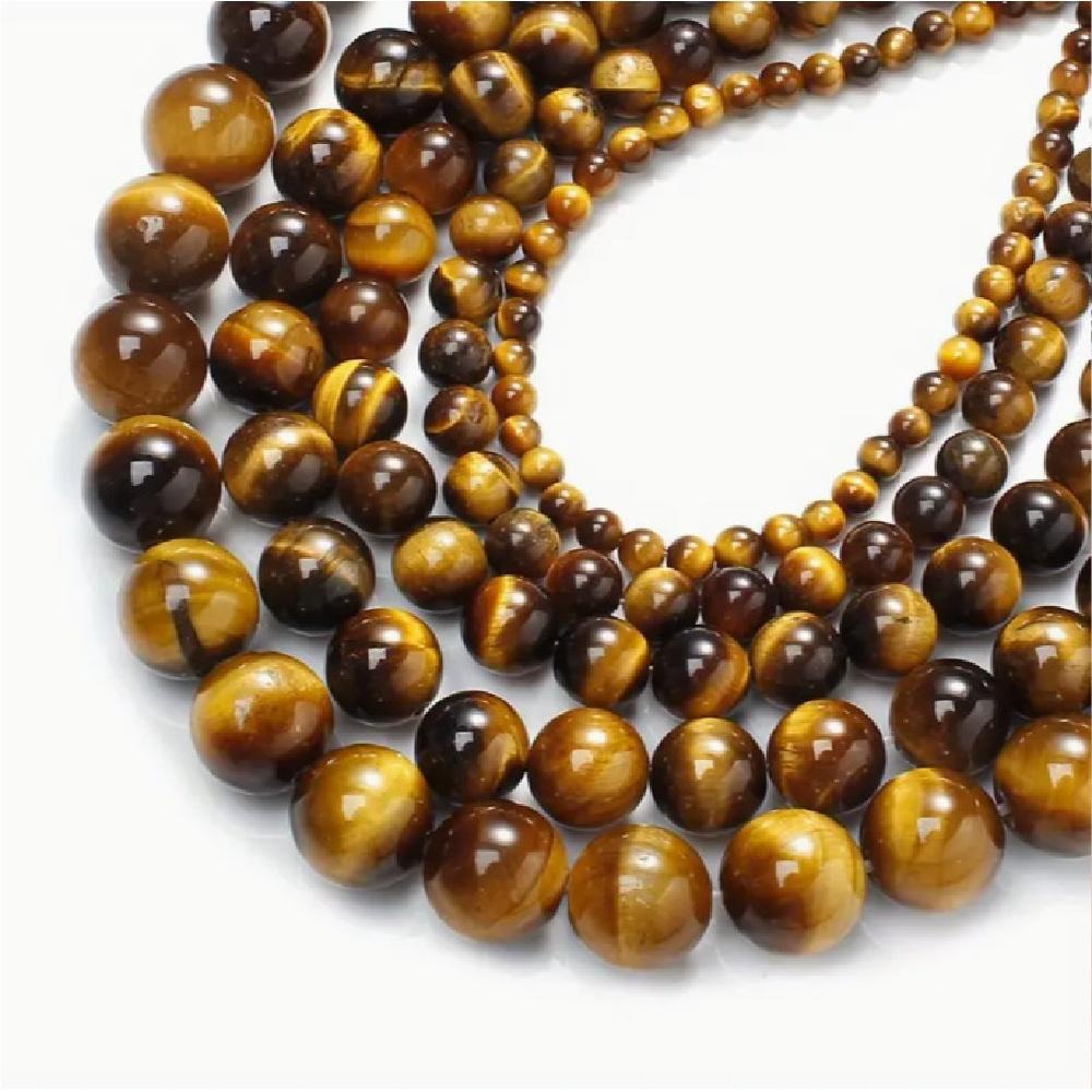 Yellow Tiger Eye Grain Natural Stone Beads 15"Strand Smooth Loose Spacer Beads 4/6/8/10/12mm for Jewelry Making DIY Bracelets Accessories
