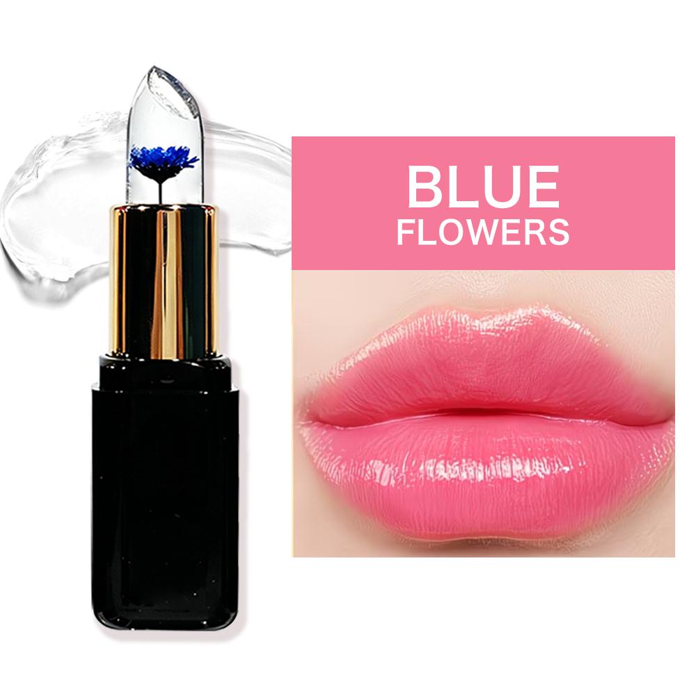 HISYI Crystal Changing Petal Lipstick, Jelly Lip Balm, Moisturizing Long Lasting Non-Stick Cup Glossy Lip Makeup for Women