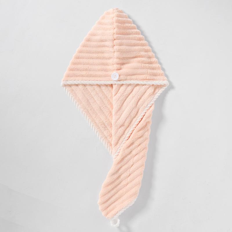 Soft Absorbent Coral Fleece Hair Towel & Cute Shower Cap Headband