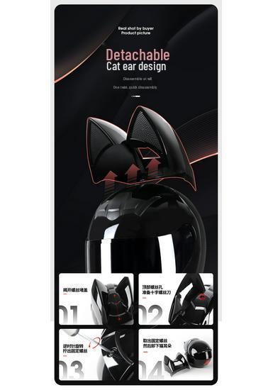 Women's Cat Ears Full Face Motorcycle Helmet for All Seasons