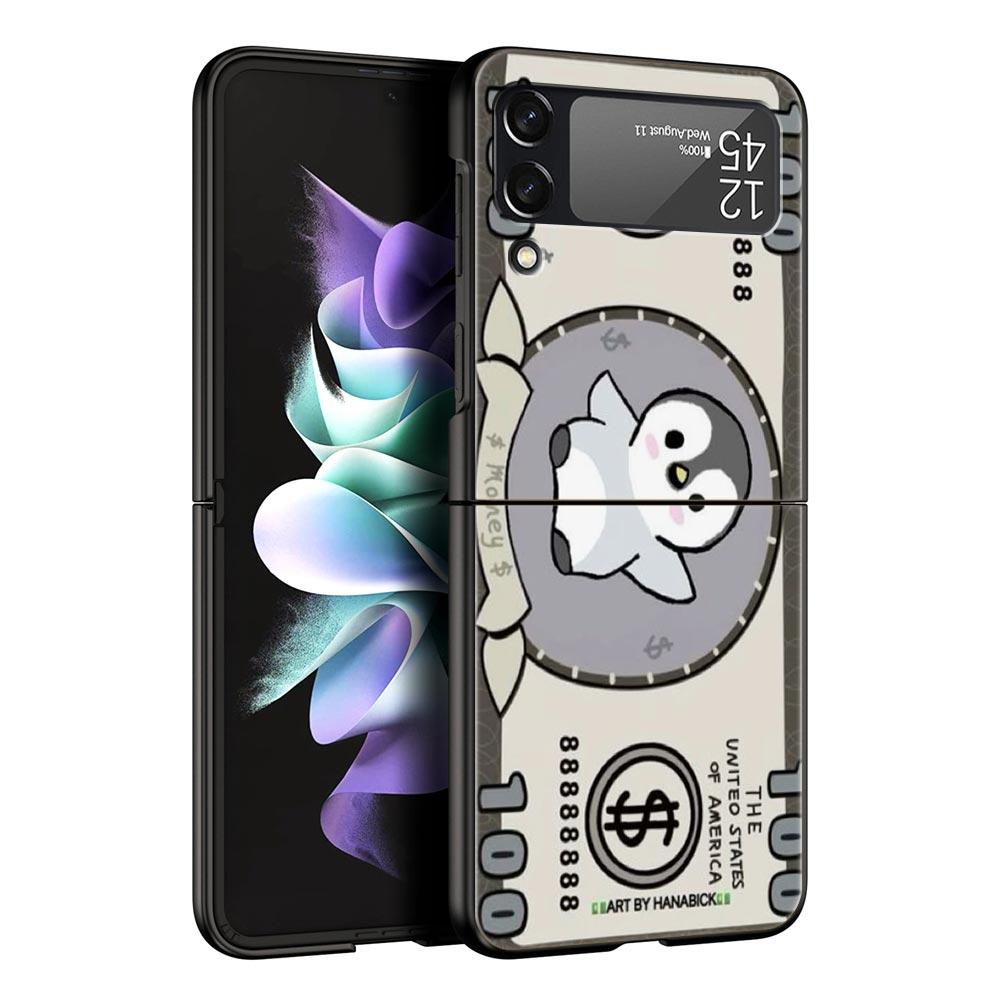 Cartoon Art Hard PC Phone Case For Samsung Galaxy Z Flip 7 6 5 4 Black Cover For Galaxy Z Flip 3 Foldable Fundas Shell Funda Bag
