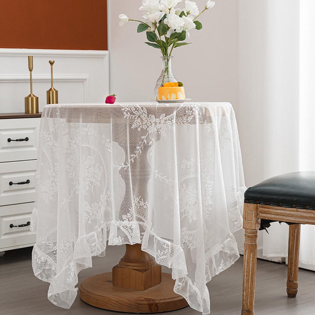 Lace tablecloth, inch-long, machine, round, suitable for TV cabinets, vintage home décor.