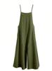 Solid Color Jumpsuit Women Casual Sleeveless Loose Fit Wide Leg One-Piece Outfit Summer Fashion Romper