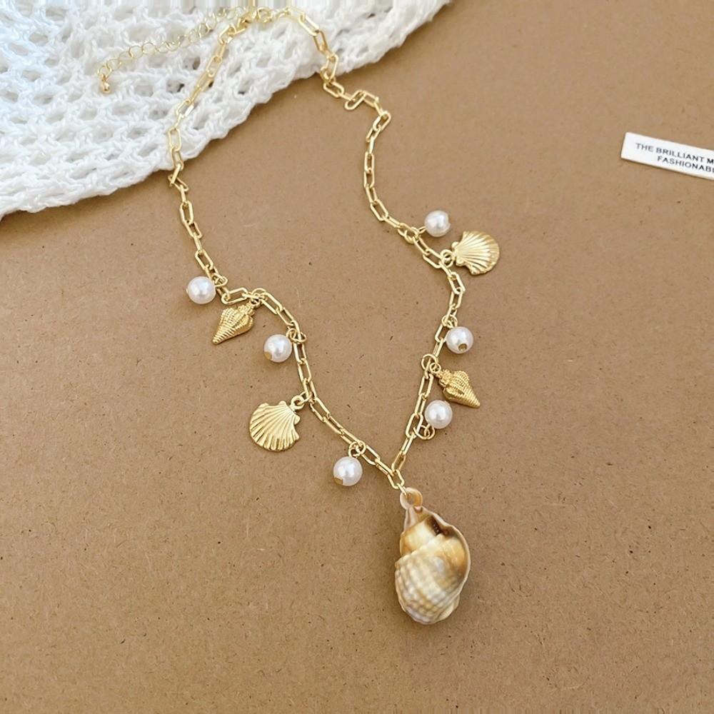 Ornaments Bohemian Shell Necklace Zinc Zinc Alloy Pearl Starfish Beach Pendant Shell Starfish Necklace Beach