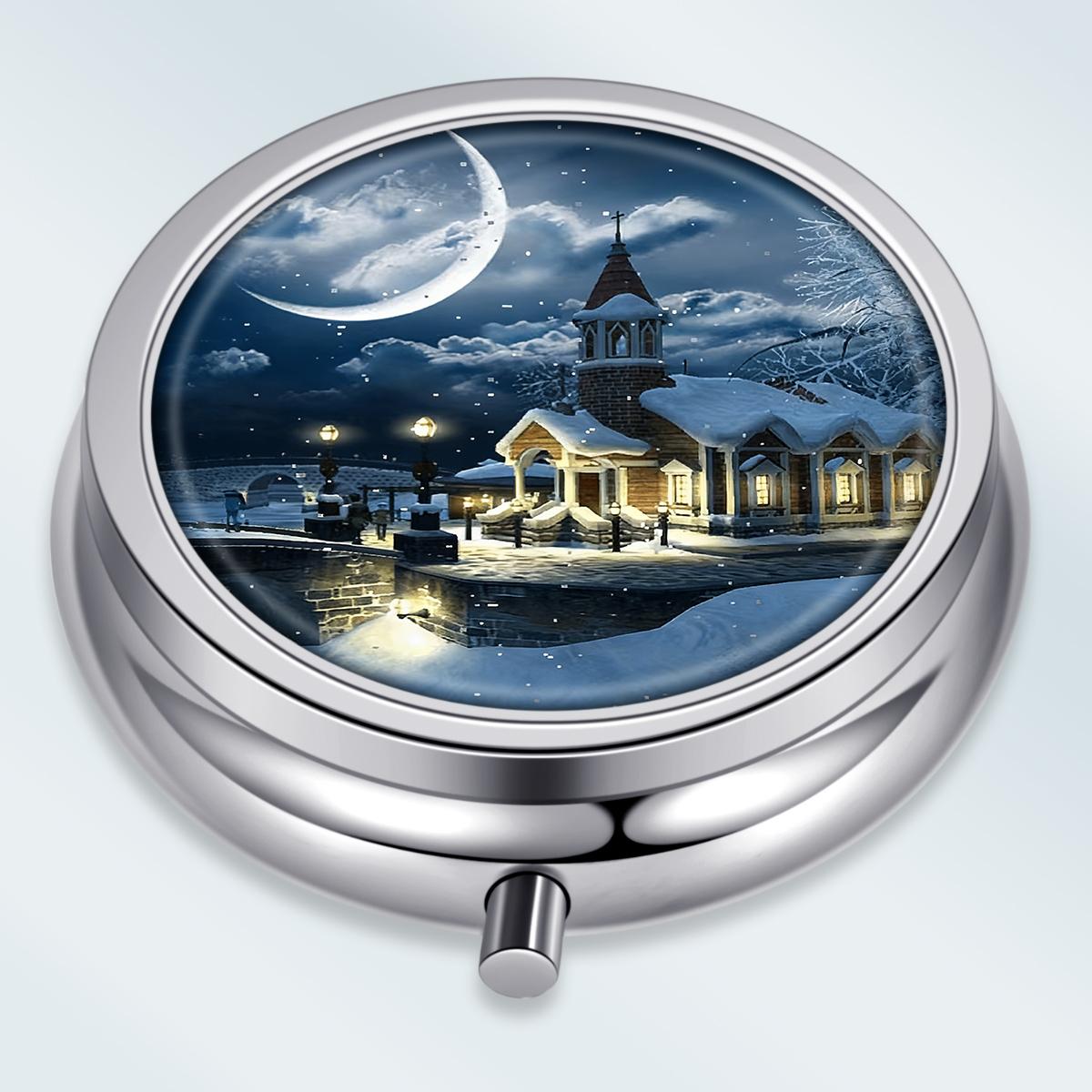 

Portable Pill Box with 3 Compartments, Mini Metal Medicine Organizer Case, Cute Printed Pill Container for Vitamins, Pills, Jewelry, Travel, Daily Use різнокольоровий