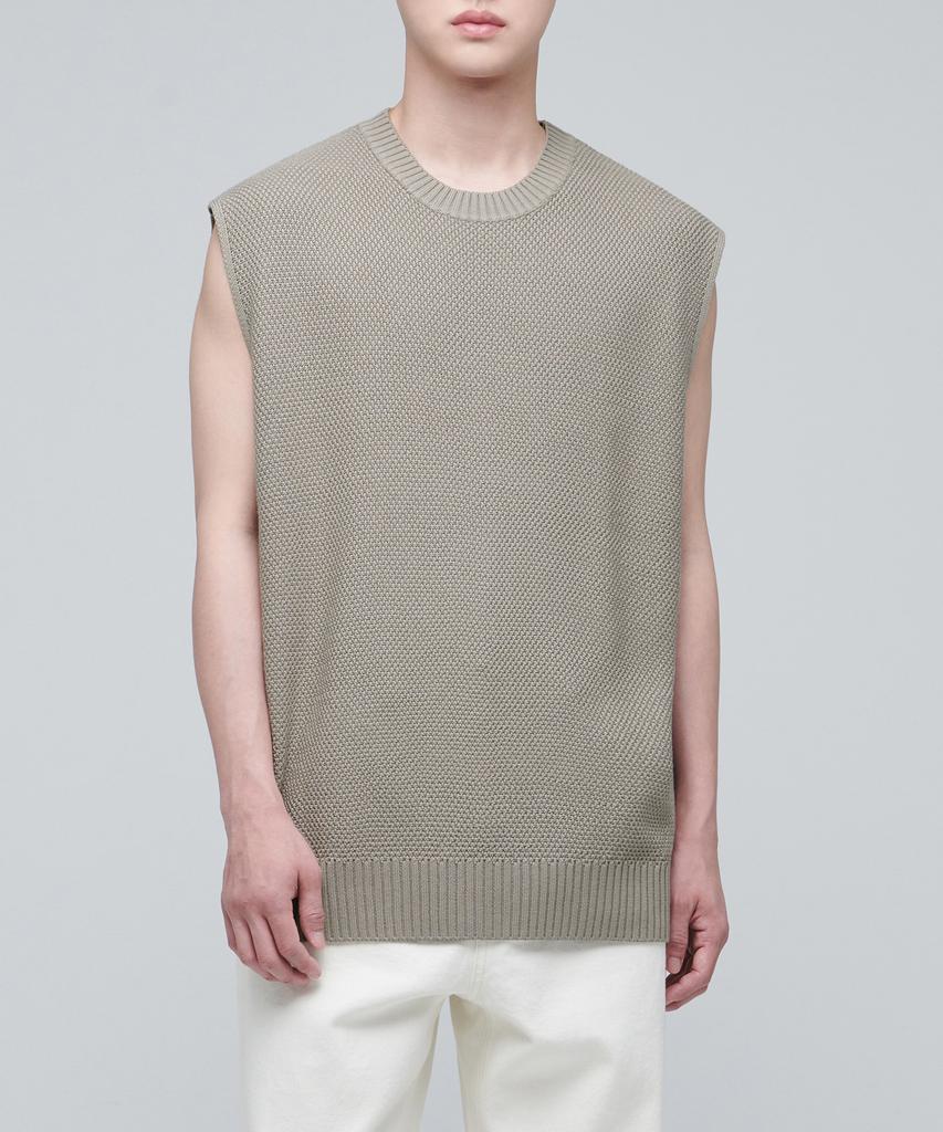 Musinsa Standard Textured Crew Neck Knit Vest [Beige]