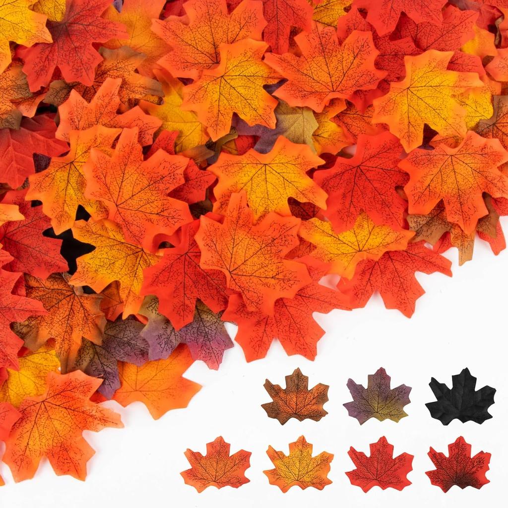 MAQIHAN 350PCS Fall Maple Leaves - Autumn Fall Maple Leaf Garland hojas de otoño para decorar Foliage Artificial Table Decoration Faux Fake Loose