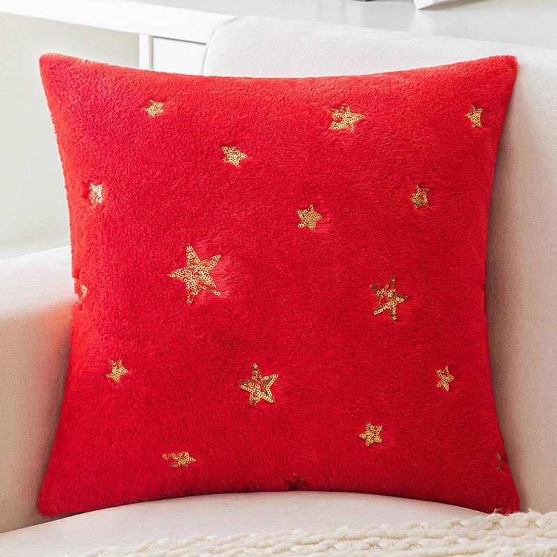 New Plush Sequins Star Pillow Valentine's Day Ins Embroidered Bunny Feather Sofa Pillow Living Room Sofa Pillow Cover