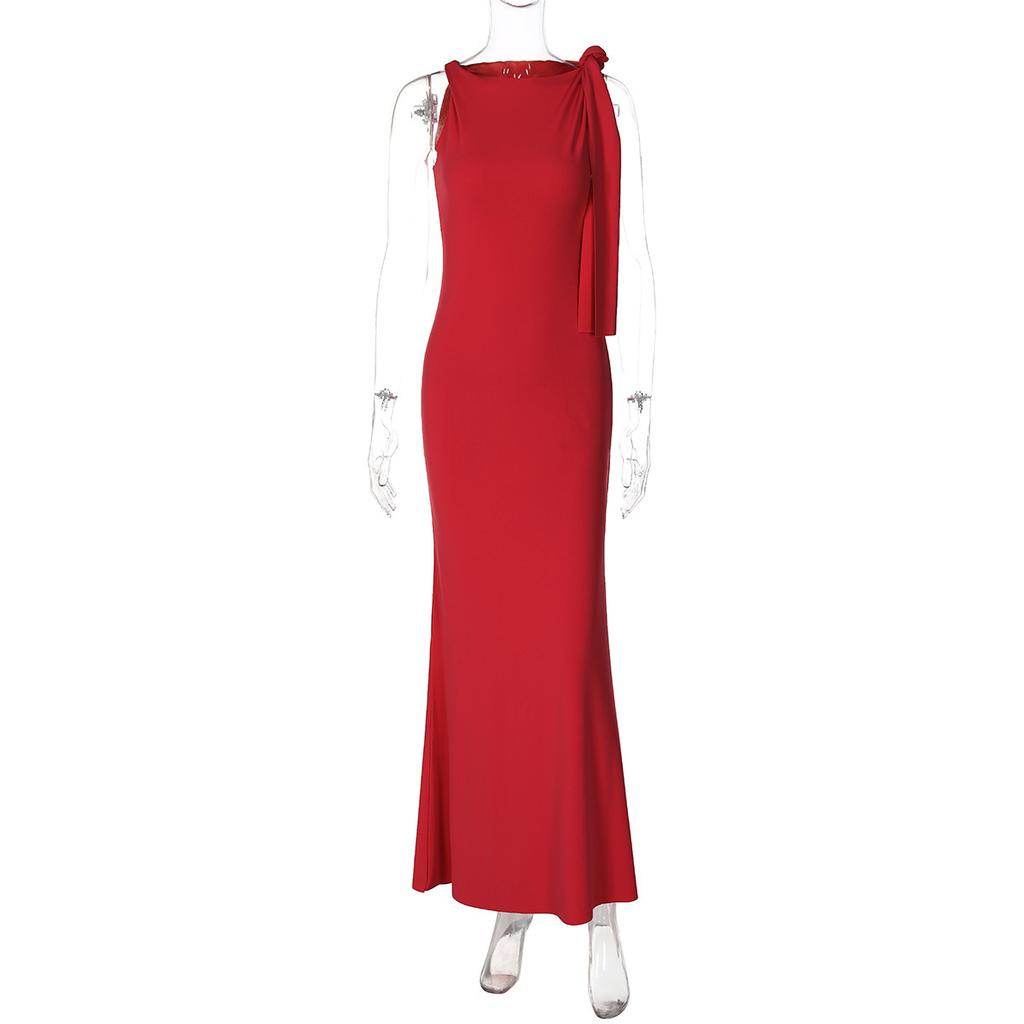 GMXIA Women's Fashion Summer Spring Solid Color Print Sleeveless O-Neck Casual Dresses