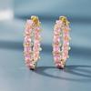 Huitan Aesthetic Women Hoop Earrings Copper Color/gold Color Fashion Daily Party Accessories Elegant Wedding Zircon Inlaid CZ