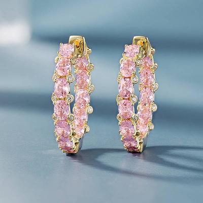 Pendientes de aro Huitan Estéticos para Mujer Color Plata/Color Dorado Moda Accesorios Diarios para Fiesta Joyería Elegante para Boda Incrustados con Circonita Cúbica