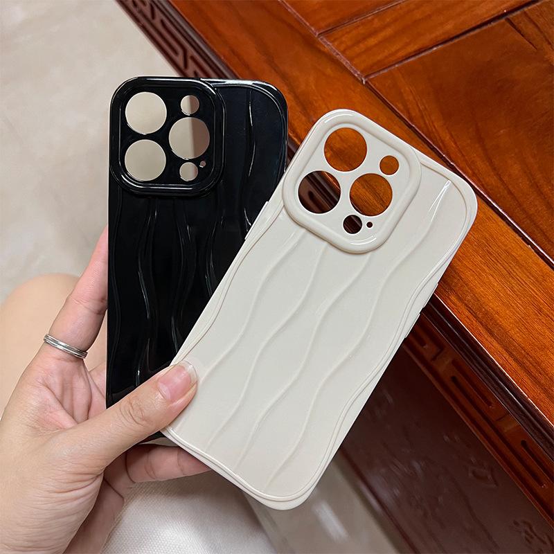 Suitable for Apple 16ProMax Curved Case 11 Water Ripple TPU13/14 Fine Hole 15 Full Cover 12 Phone Case