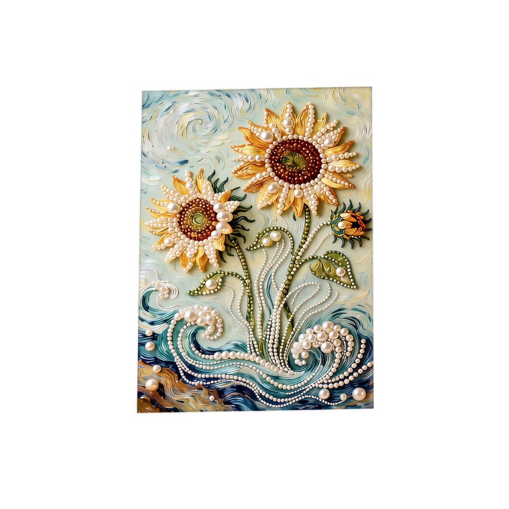 DIY Pearl Painting Kit Handmade Craft Material Set Sunflower Pattern Wall Art for Festival Gift and Home Decoration