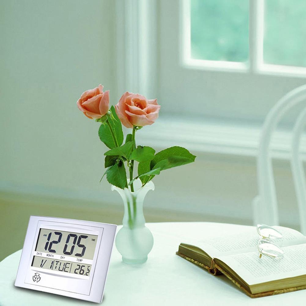 Digital LCD Home Office Decor Wall Clock Indoor Temperature Metal Wall Clock Day Wall Clock Bathroom Wall Clock