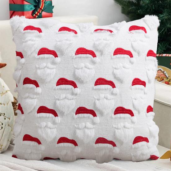 Christmas Pillowcase Festive Decorative Pillow Cover with Christmas Tree Bells Santa Claus Pattern Holiday Home Decor