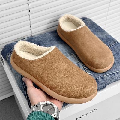 Winter Warme Herren Hausschuhe Baumwolle Freizeit Schuhe Bequeme Herren Halbschuhe Schneeschuhe mit Fell Zum Hineinschlüpfen Leichte Flache Schuhe