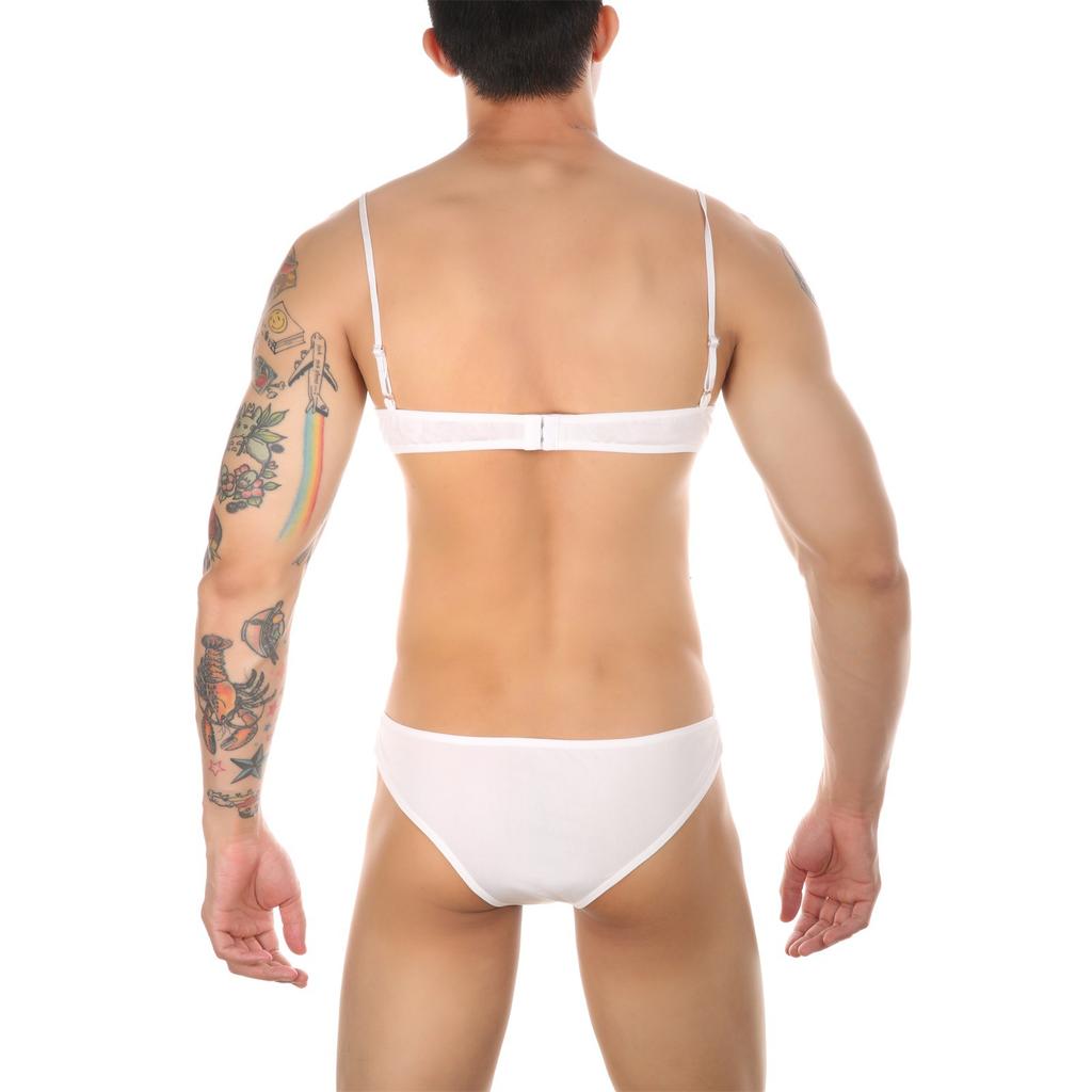 New European American Men's Crossdressing Bra Set Gay Lace Lingerie Sexy BDSM Underwear Suit Adults Breathable Comfortable Hot