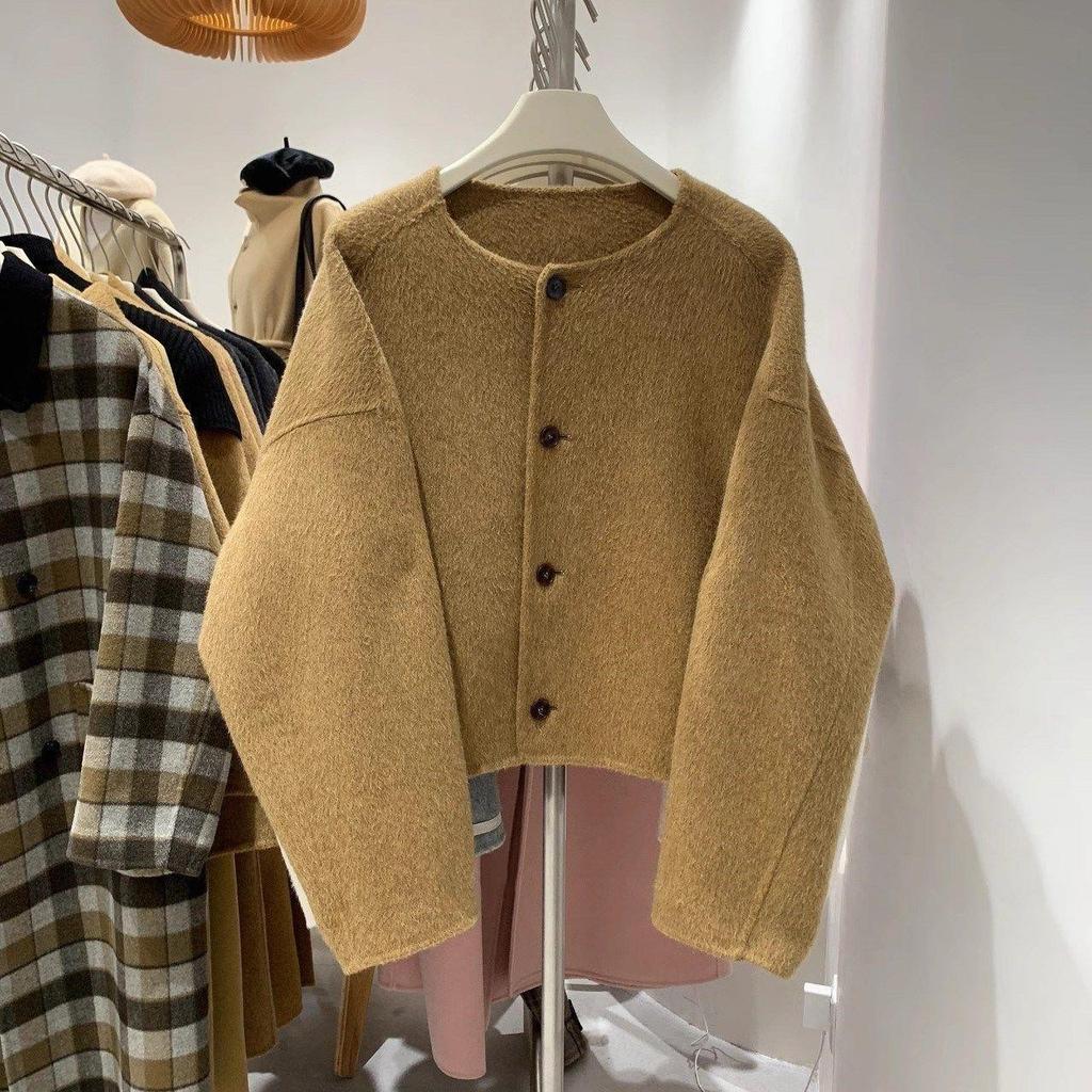 Petite Women's 2025 Winter Woolen Cardigan-Style Short Coat