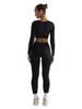 Women's Summer 2026 European & American Square Neck Two-Piece Set - Slim Fit, Long Sleeve, Solid Color Suit