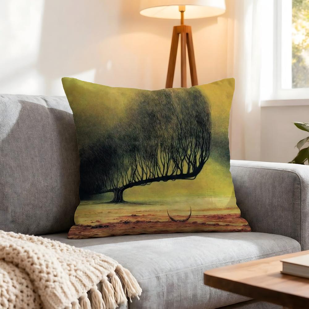 Artist Zdzislaw Beksinski Cushion Cover 1Pcs Decorative Covers Soft Cushion Case For Sofa Couch Decor 40X40 45X45 Pillowcases