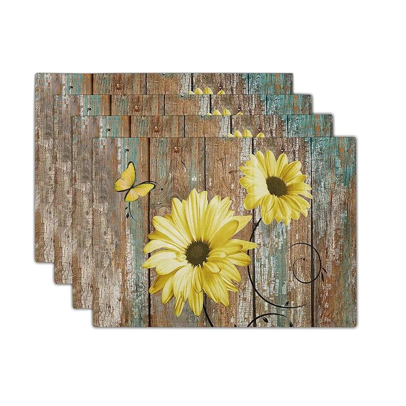 Rectangular Printed Placemats for Dining Table Mats for Home Parties Weddings Cafes Kitchen Decor Linen Placemats Striped