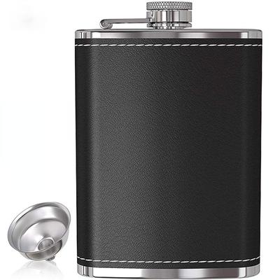 8 unzen Tragbare Edelstahl Flachmann Flagon Whisky Wein Topf Leder Abdeckung Flasche Trichter Drink
