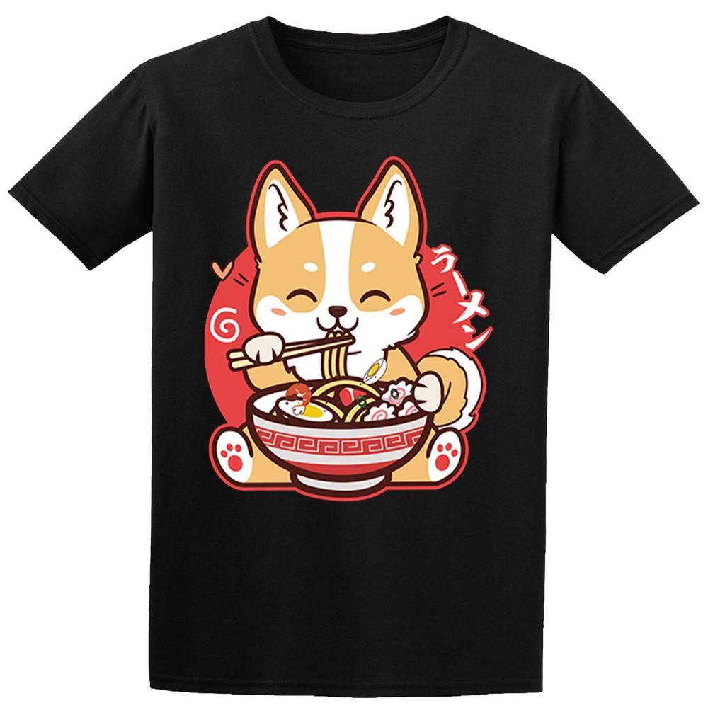 Kawaii Corgi Eats Ramen Boys Girls Teen Kids T Shirts D P1 PR