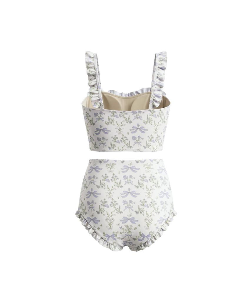 VIKINI VENDER Rococo Garden Ribbon Frill High-Waisted Bikini