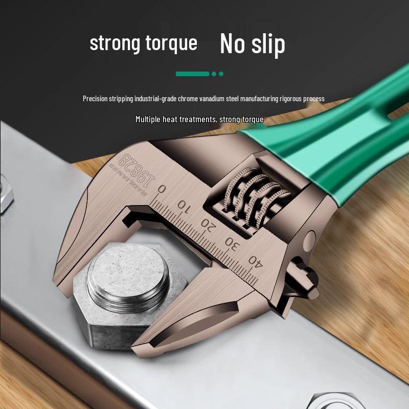 Baolian Adjustable Multifunctional Plumbing Wrench - Large Opening, Short Handle Pipe Tool