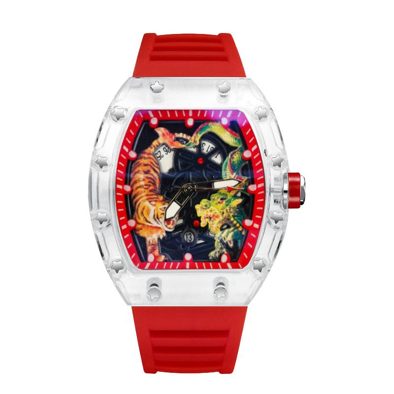 High Value Leisure Sports Automatic Quartz Luminous Waterproof Men'S Watch Wine Barrel Type Dragon Tiger