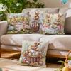 Easter Bunny Party Cushions Pillowcase Polyester Cushion Cover Throw Pillow Pillowcover Home Car Sofa Decor